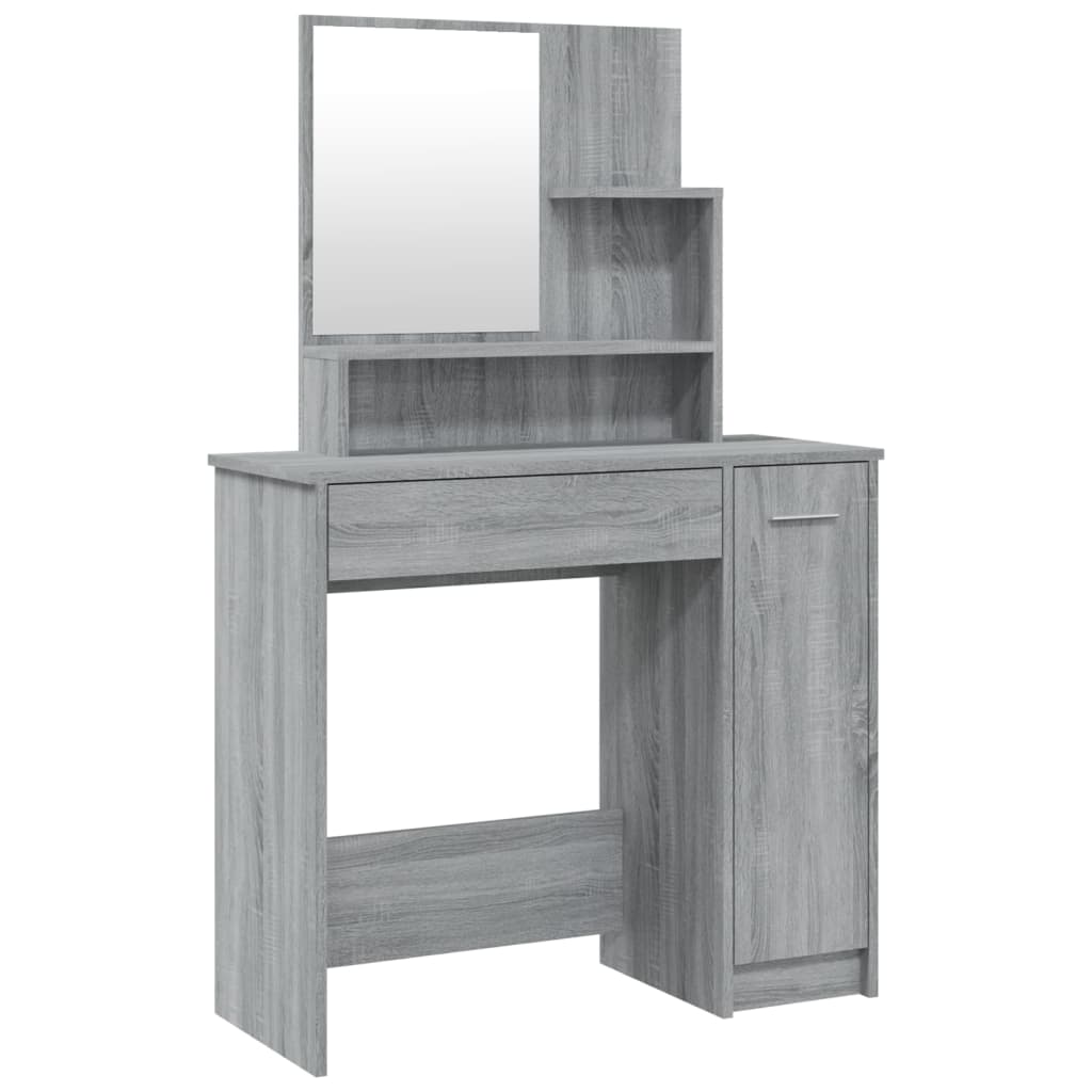 Vidaxl kaptafel met spiegel 86,5x35x136 cm grijs sonoma eikenkleurig