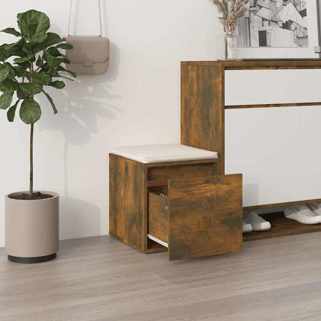 Vidaxl opbergbox met lade 40,5x40x40 cm bewerkt hout gerookt eiken
