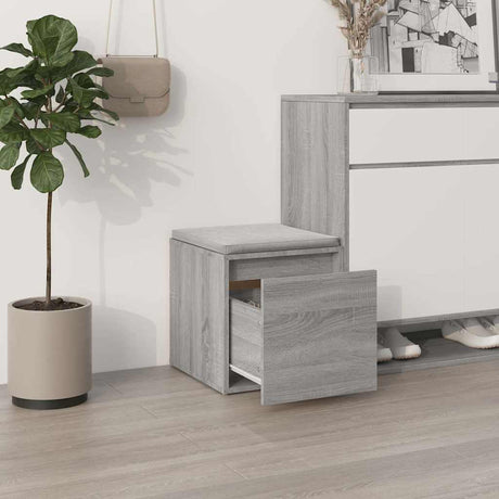 Vidaxl opbergbox met lade 40,5x40x40 cm bewerkt hout grijs sonoma eik