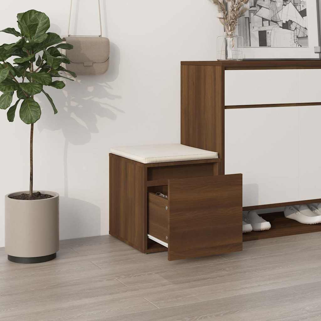 Vidaxl opbergbox met lade 40,5x40x40 cm bewerkt hout bruin eikenkleur