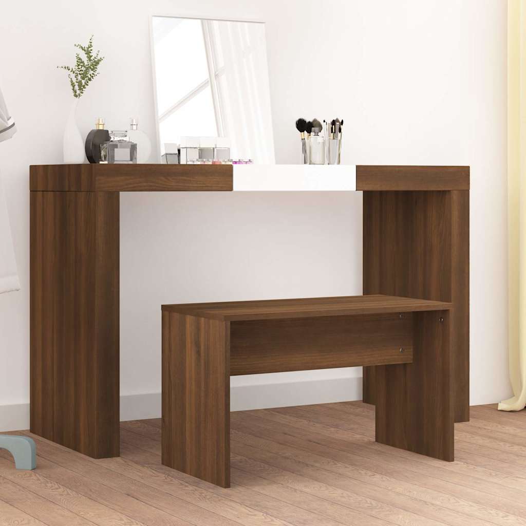 Vidaxl kaptafelkruk 70x35x45 cm bewerkt hout bruin eikenkleur