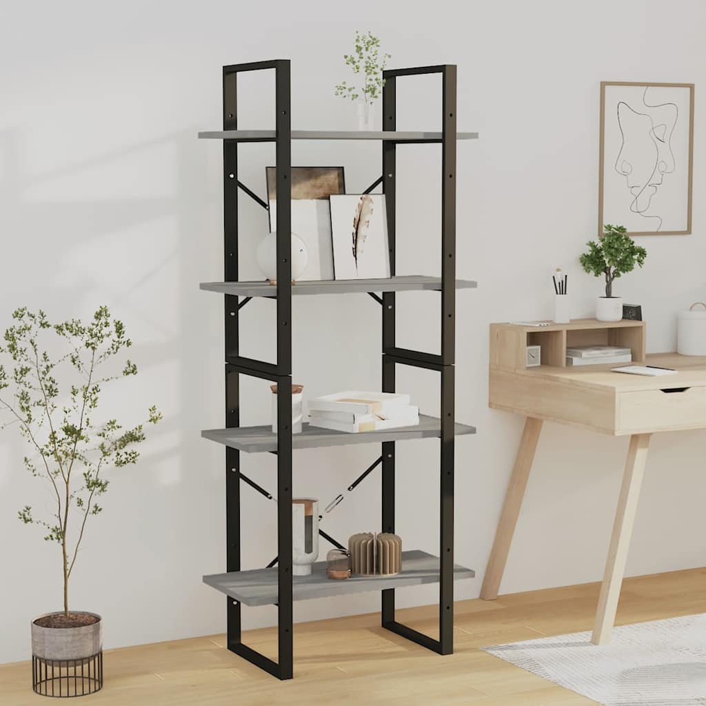 Vidaxl boekenkast 60x30x140 cm bewerkt hout grijs sonoma eikenkleurig