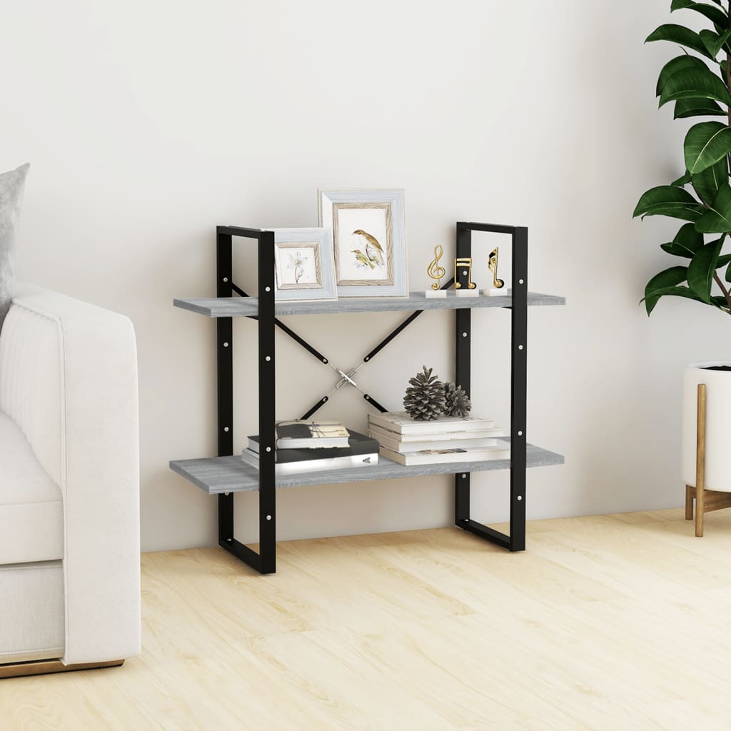 Vidaxl boekenkast met 2 schappen 80x30x70 cm bewerkt hout grijs sonoma