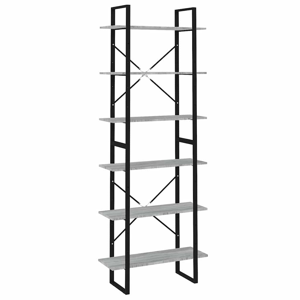 Vidaxl hoge kast 80x30x210 cm bewerkt hout grijs sonoma eikenkleurig