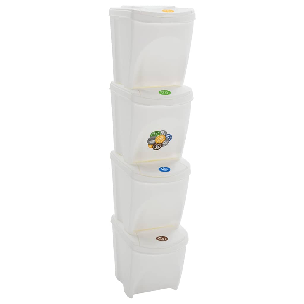 Vidaxl vuilnisbakken 4 st stapelbaar 100 l polypropeen wit