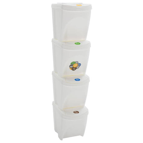Vidaxl vuilnisbakken 4 st stapelbaar 100 l polypropeen wit