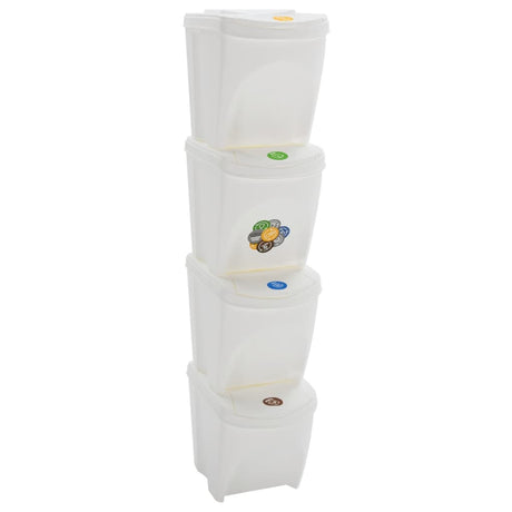 Vidaxl vuilnisbakken 4 st stapelbaar 100 l polypropeen wit