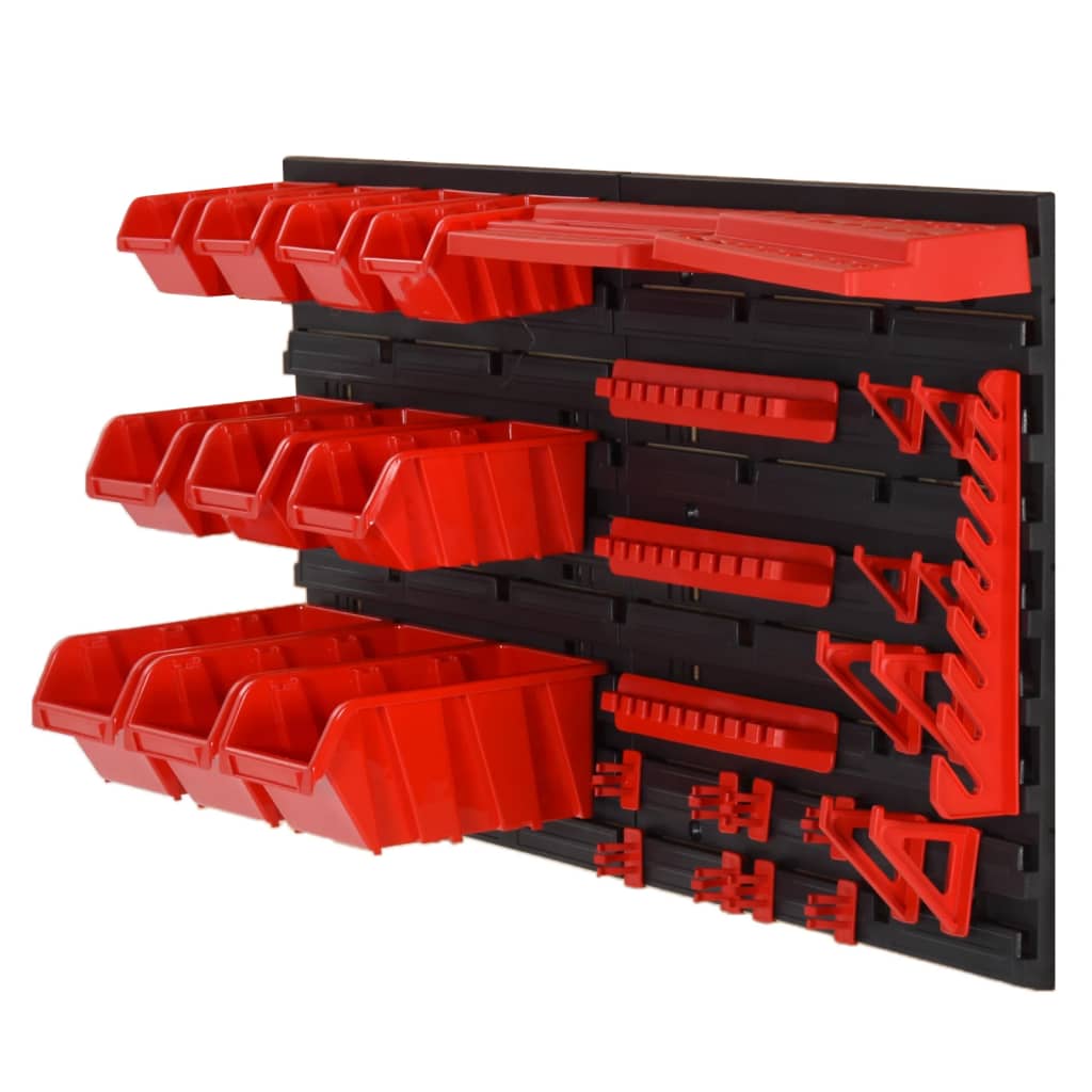 Vidaxl 35-piece sorting system set 77x39 cm Polypropene red and black