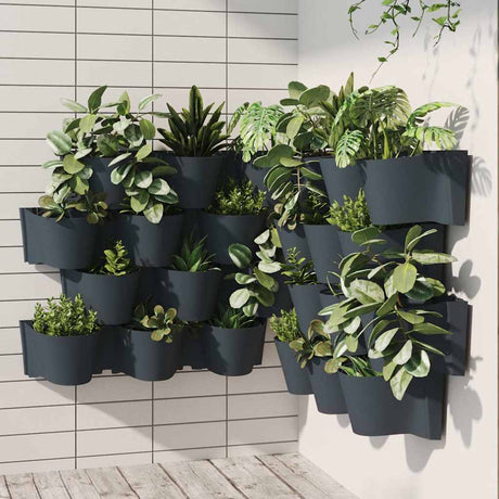 Vidaxl 12-delige plantenbakkenset verticaal polypropeen antracietkleur