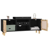 Vidaxl tv-meubel 105x30x40 cm massief grenenhout en rattan zwart