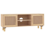 Vidaxl tv-meubel 105x30x40 cm massief grenenhout en rattan bruin
