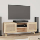 Vidaxl tv-meubel 105x30x40 cm massief grenenhout en rattan bruin