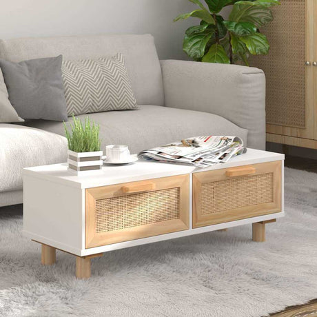 Vidaxl salontafel 80x40x30 cm bewerkt hout en grenenhout wit