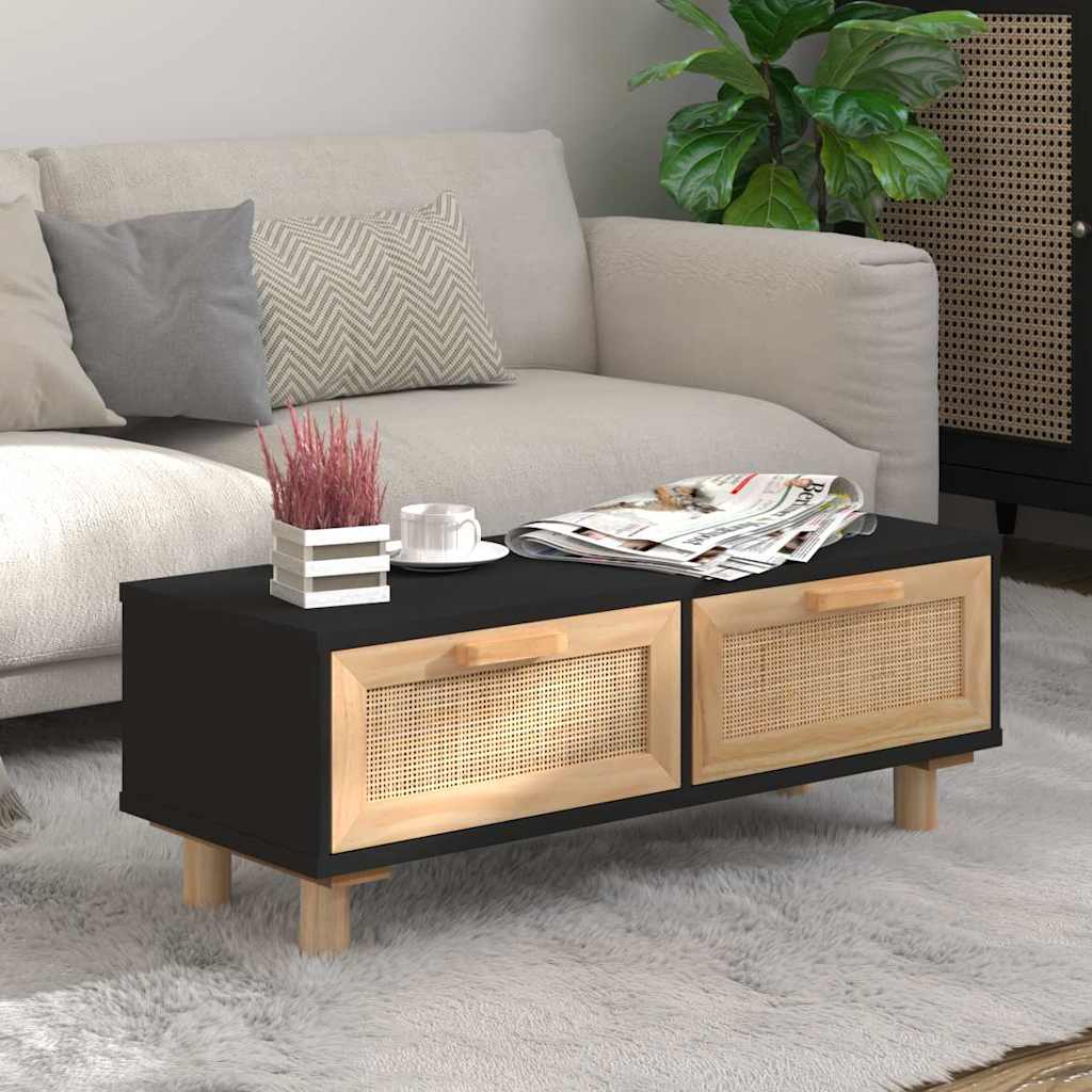 Vidaxl salontafel 80x40x30 cm bewerkt hout en grenenhout zwart