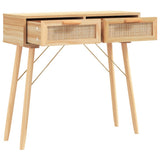 Vidaxl wandtafel 80x30x75 cm massief grenenhout en natuurlijk rattan