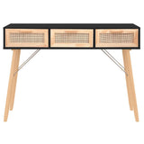 Vidaxl wandtafel 105x30x75 cm massief grenenhout en natuurlijk rattan