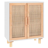 Vidaxl dressoir 60x30x70 cm massief grenenhout en rattan wit