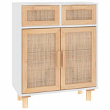 Vidaxl dressoir 60x30x75 cm massief grenenhout en rattan wit