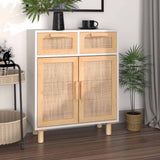 Vidaxl dressoir 60x30x75 cm massief grenenhout en rattan wit