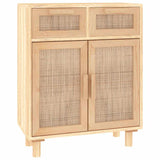 Vidaxl dressoir 60x30x75 cm massief grenenhout en rattan bruin