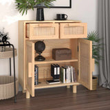 Vidaxl dressoir 60x30x75 cm massief grenenhout en rattan bruin
