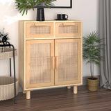 Vidaxl dressoir 60x30x75 cm massief grenenhout en rattan bruin