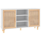 Vidaxl dressoir 105x30x60 cm massief grenenhout en rattan wit