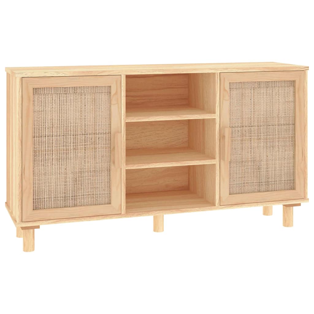 Vidaxl dressoir 105x30x60 cm massief grenenhout en rattan bruin