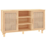 Vidaxl dressoir 105x30x60 cm massief grenenhout en rattan bruin