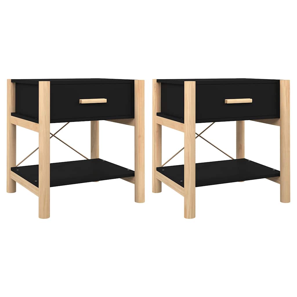 Vidaxl nachtkastjes 2 st 42x38x45 cm bewerkt hout zwart