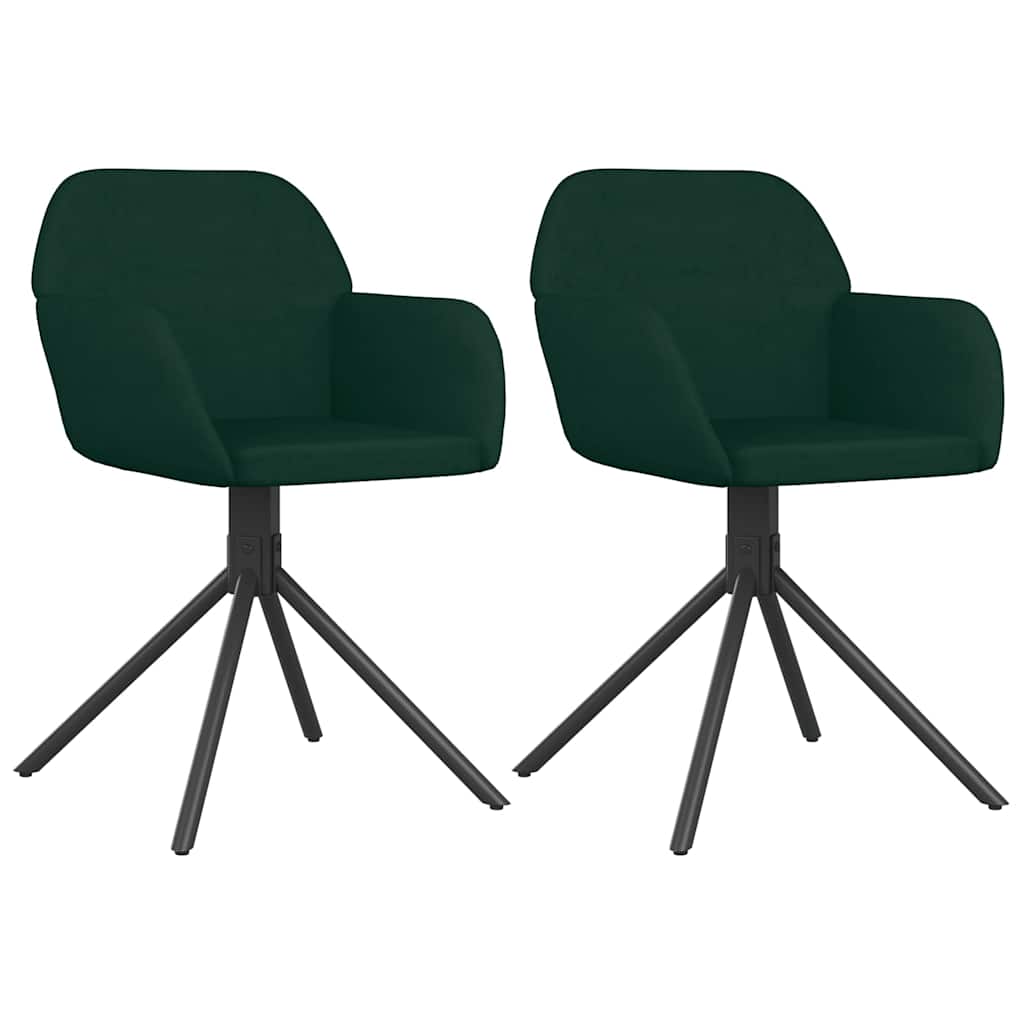 Vidaxl eetkamerstoelen draaibaar 2 st fluweel donkergroen