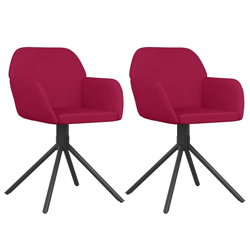 Vidaxl eetkamerstoelen draaibaar 2 st fluweel wijnrood