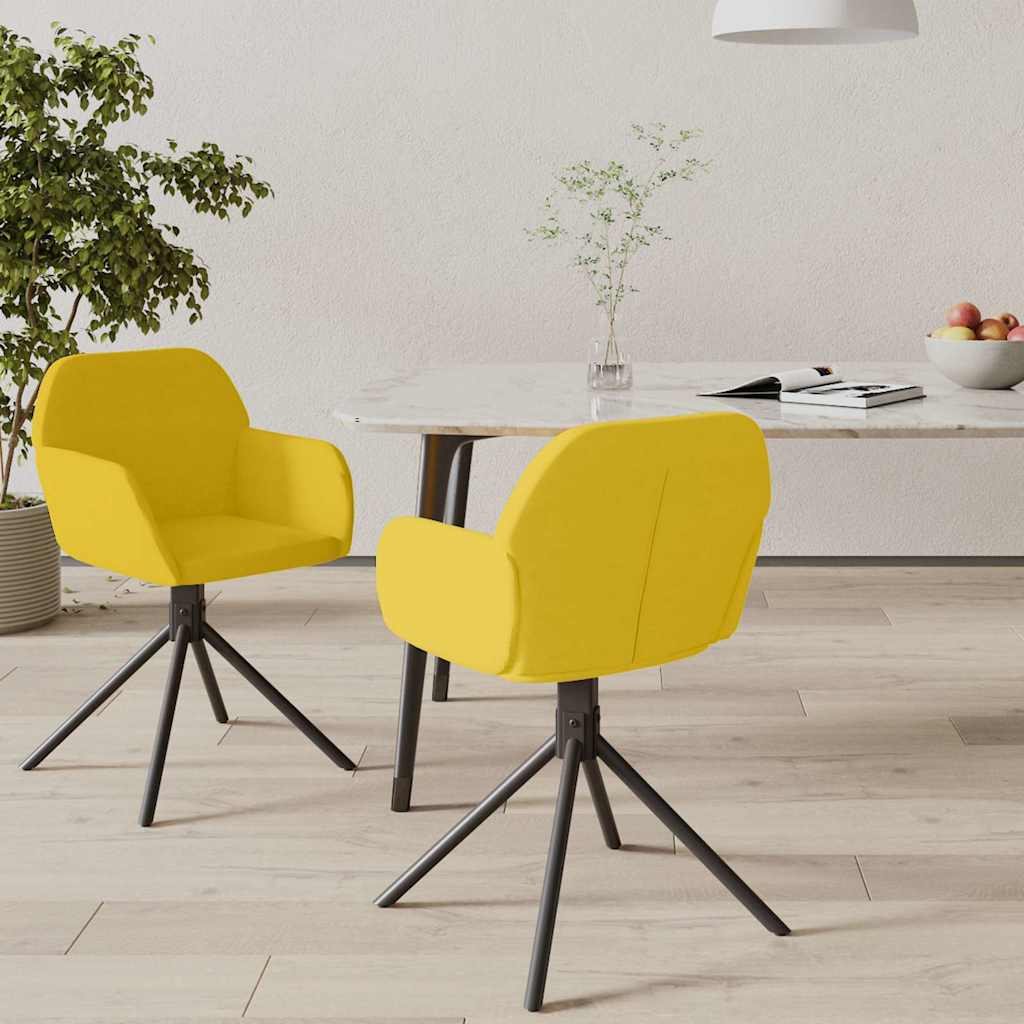 Vidaxl eetkamerstoelen draaibaar 2 st fluweel geel