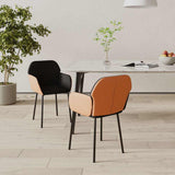 Vidaxl eetkamerstoelen 2 st stof en kunstleer zwart