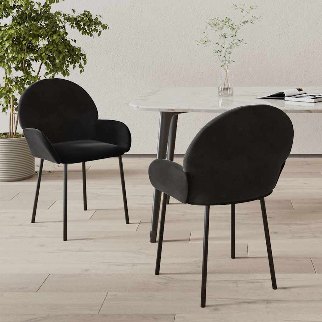Vidaxl eetkamerstoelen 2 st fluweel zwart