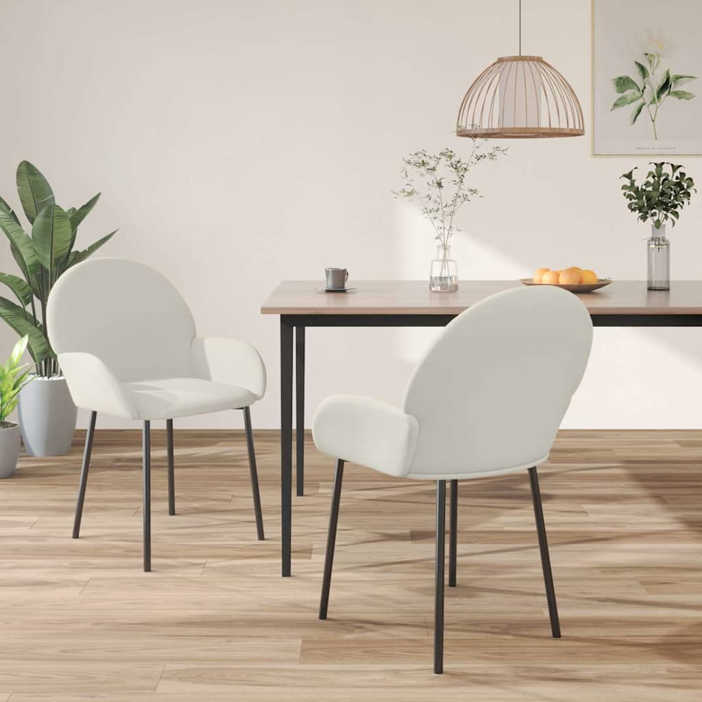 Vidaxl eetkamerstoelen 2 st fluweel crèmekleurig