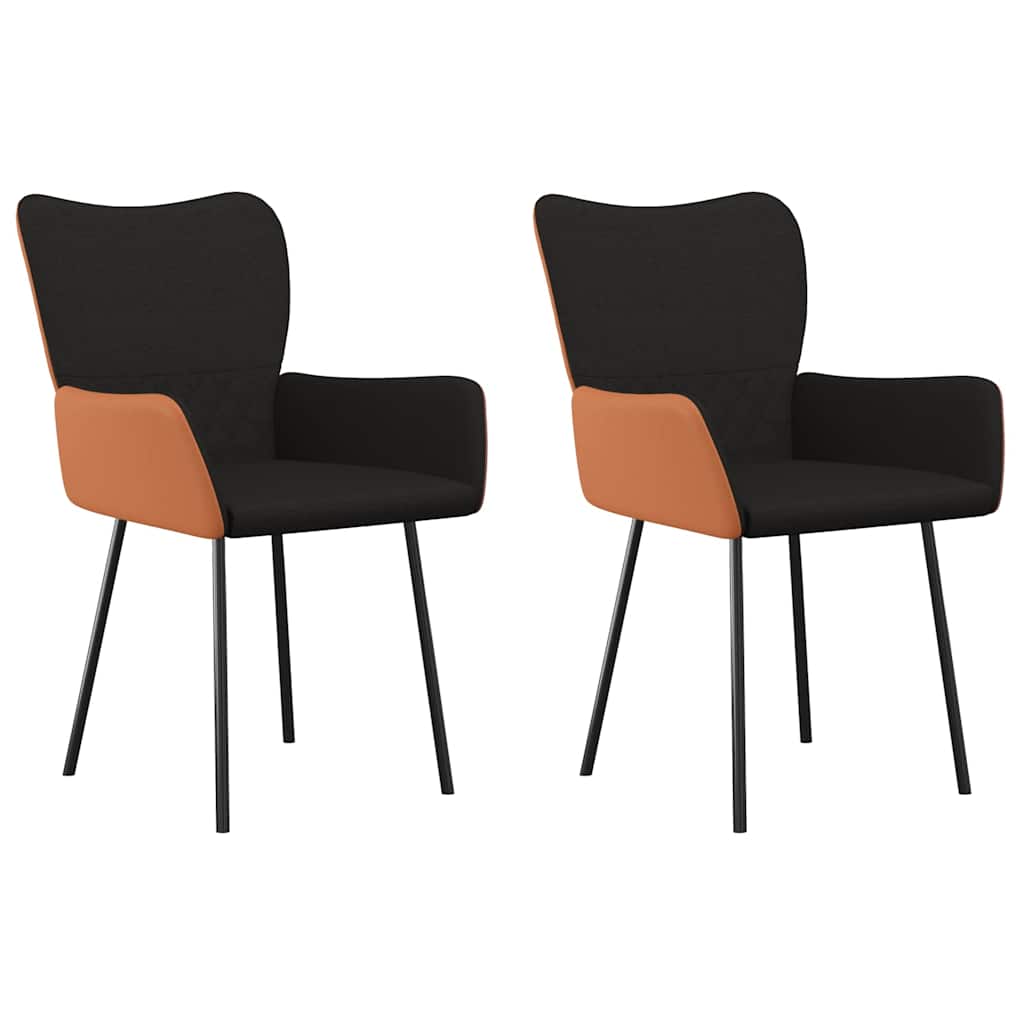 Vidaxl eetkamerstoelen 2 st stof en kunstleer zwart