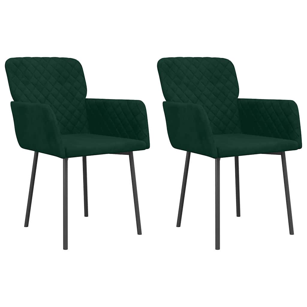 Vidaxl eetkamerstoelen 2 st fluweel donkergroen