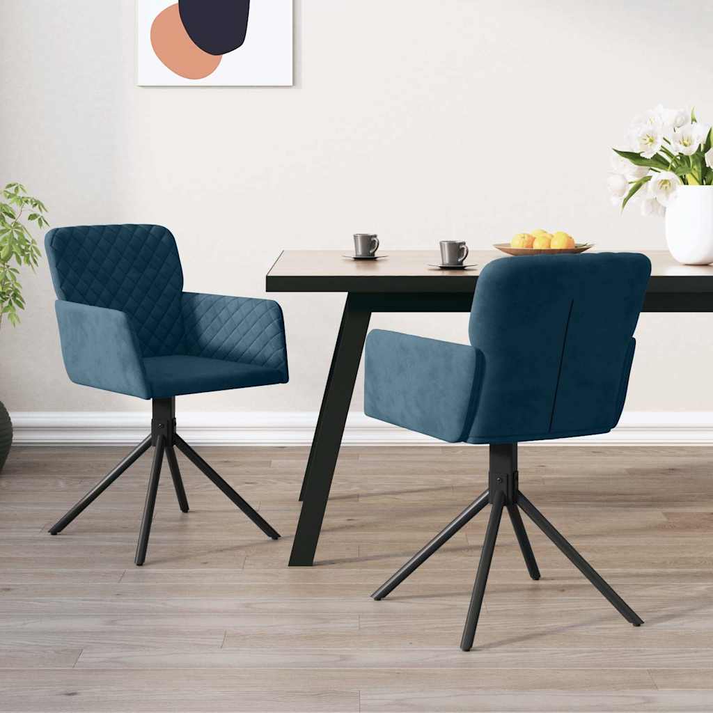 Vidaxl eetkamerstoelen draaibaar 2 st fluweel blauw