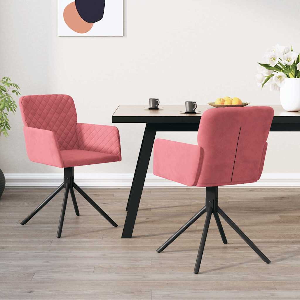 Vidaxl eetkamerstoelen draaibaar 2 st fluweel roze
