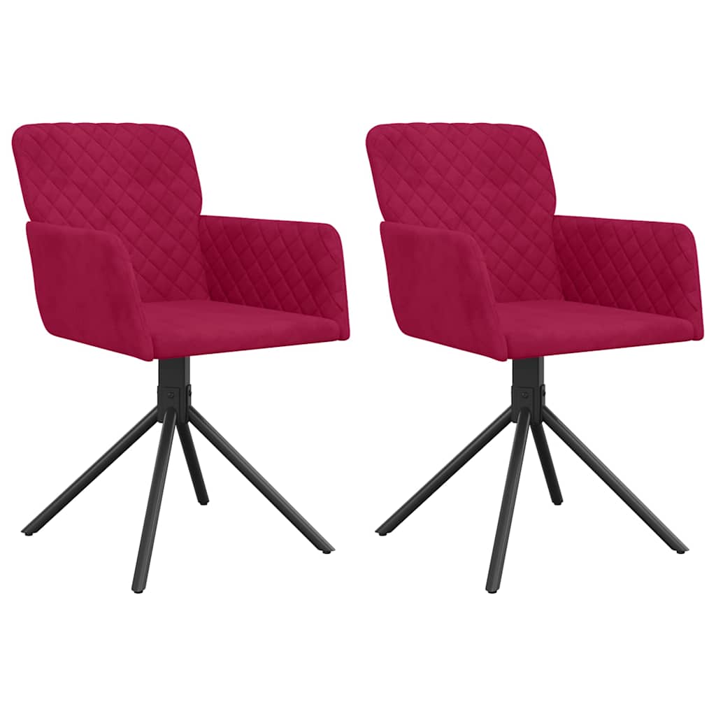Vidaxl eetkamerstoelen draaibaar 2 st fluweel wijnrood