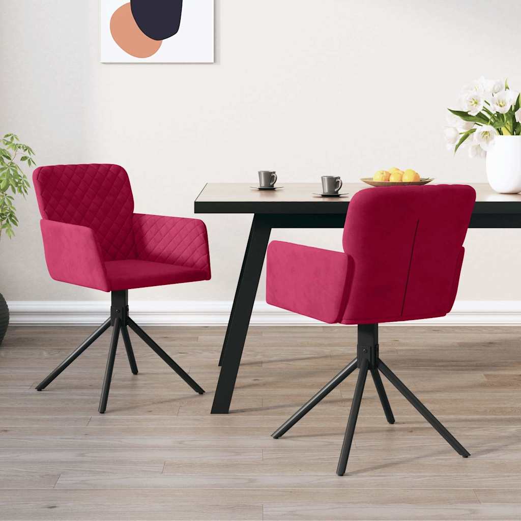 Vidaxl eetkamerstoelen draaibaar 2 st fluweel wijnrood