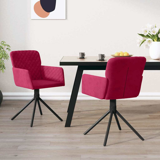 Vidaxl eetkamerstoelen draaibaar 2 st fluweel wijnrood