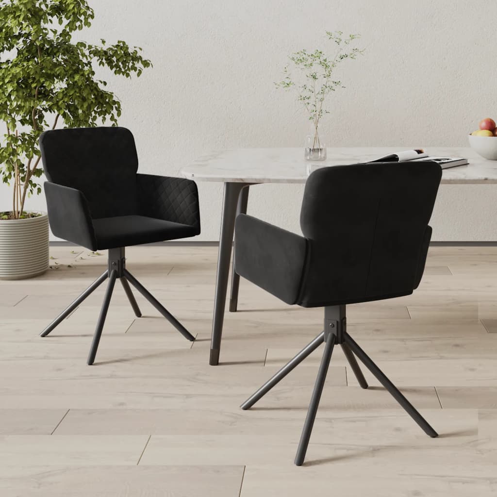 Vidaxl eetkamerstoelen draaibaar 2 st fluweel zwart