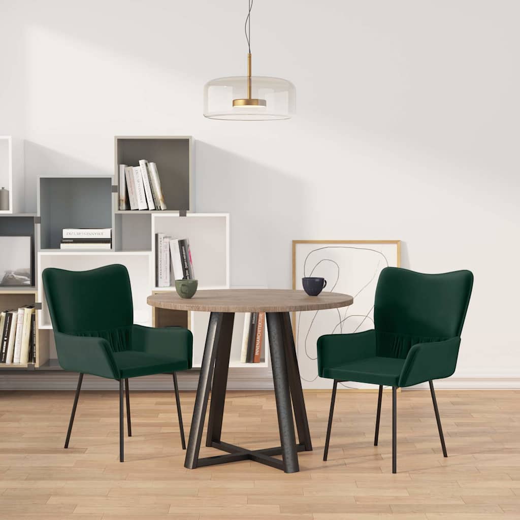 Vidaxl eetkamerstoelen 2 st fluweel donkergroen
