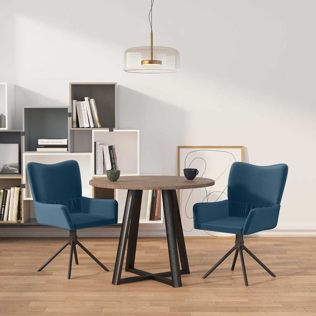 Vidaxl eetkamerstoelen draaibaar 2 st fluweel blauw