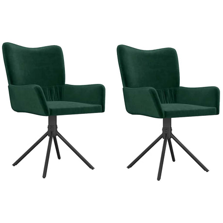 Vidaxl eetkamerstoelen draaibaar 2 st fluweel donkergroen