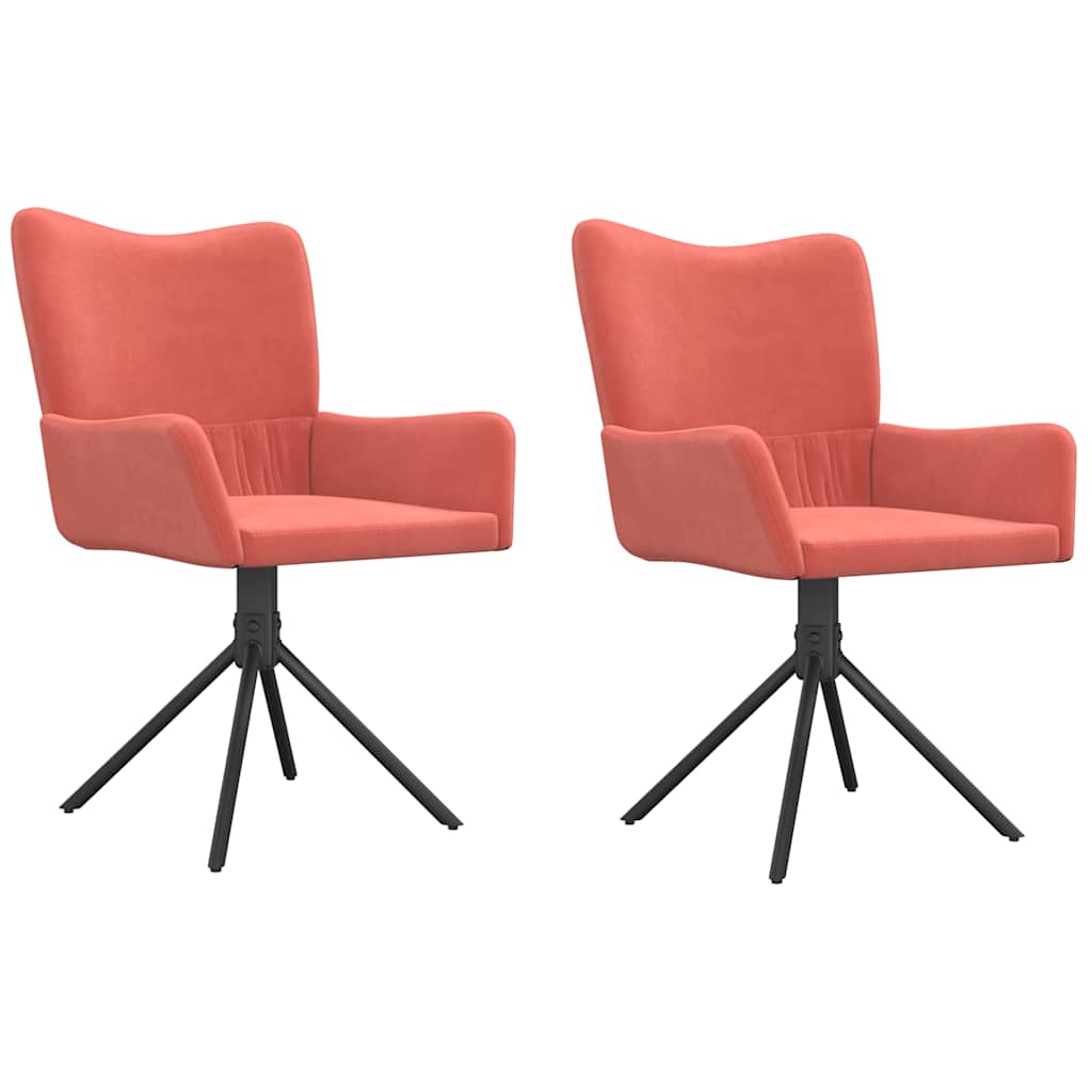Vidaxl eetkamerstoelen draaibaar 2 st fluweel roze