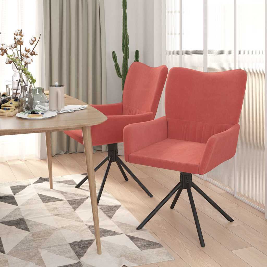 Vidaxl eetkamerstoelen draaibaar 2 st fluweel roze