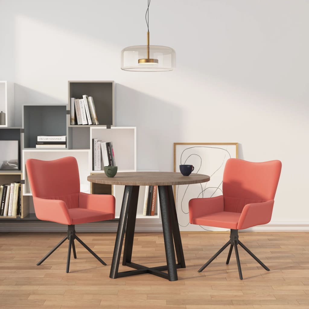 Vidaxl eetkamerstoelen draaibaar 2 st fluweel roze